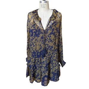 Anthropologie NWT The Marais Chiffon Mini Dress Women’s Size 1X Green Printed
